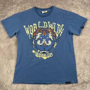 Blue Watson Worldwide Destruction T-Shirt size L Raising Hell Eagle Biker Skate